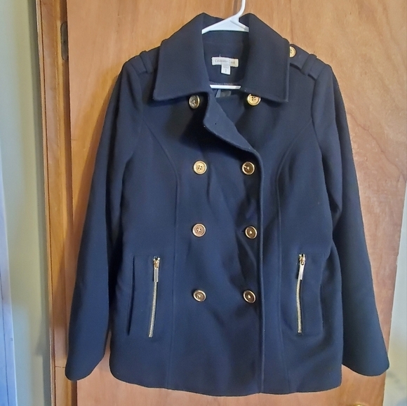 Coldwater creek . Military peacoat. Black gold hardware.  Wool cashmere. Sm/8 - Picture 1 of 11